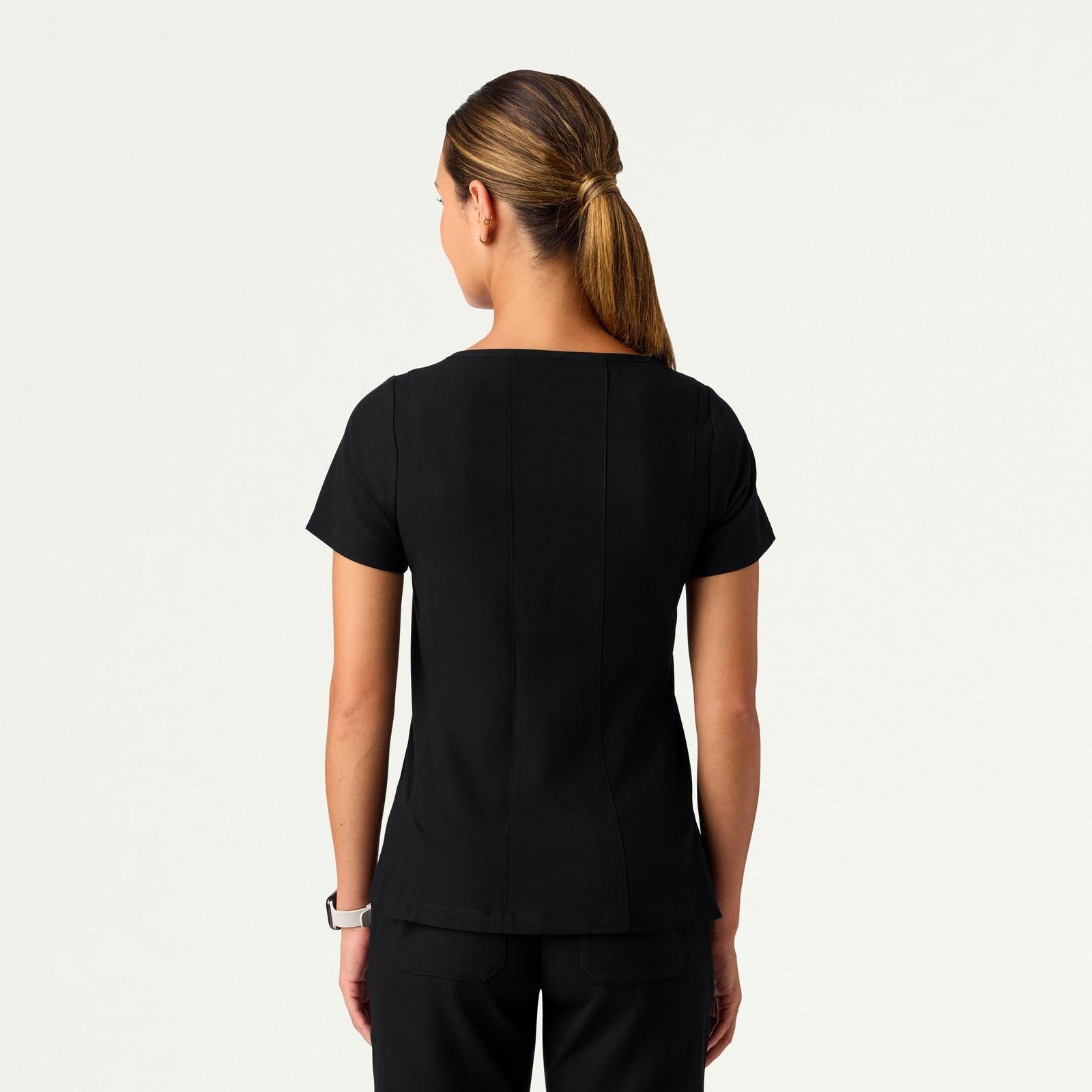 Emery Slim Square-Neck Scrub Top - Black - WOMEN'S TOPS - Jaanuu