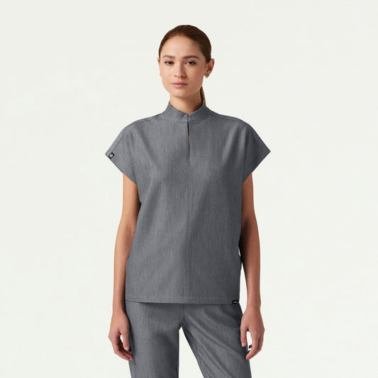 Aris Oversized 2-Pocket Scrub Top - Heather Gray - WOMEN'S TOPS - Jaanuu