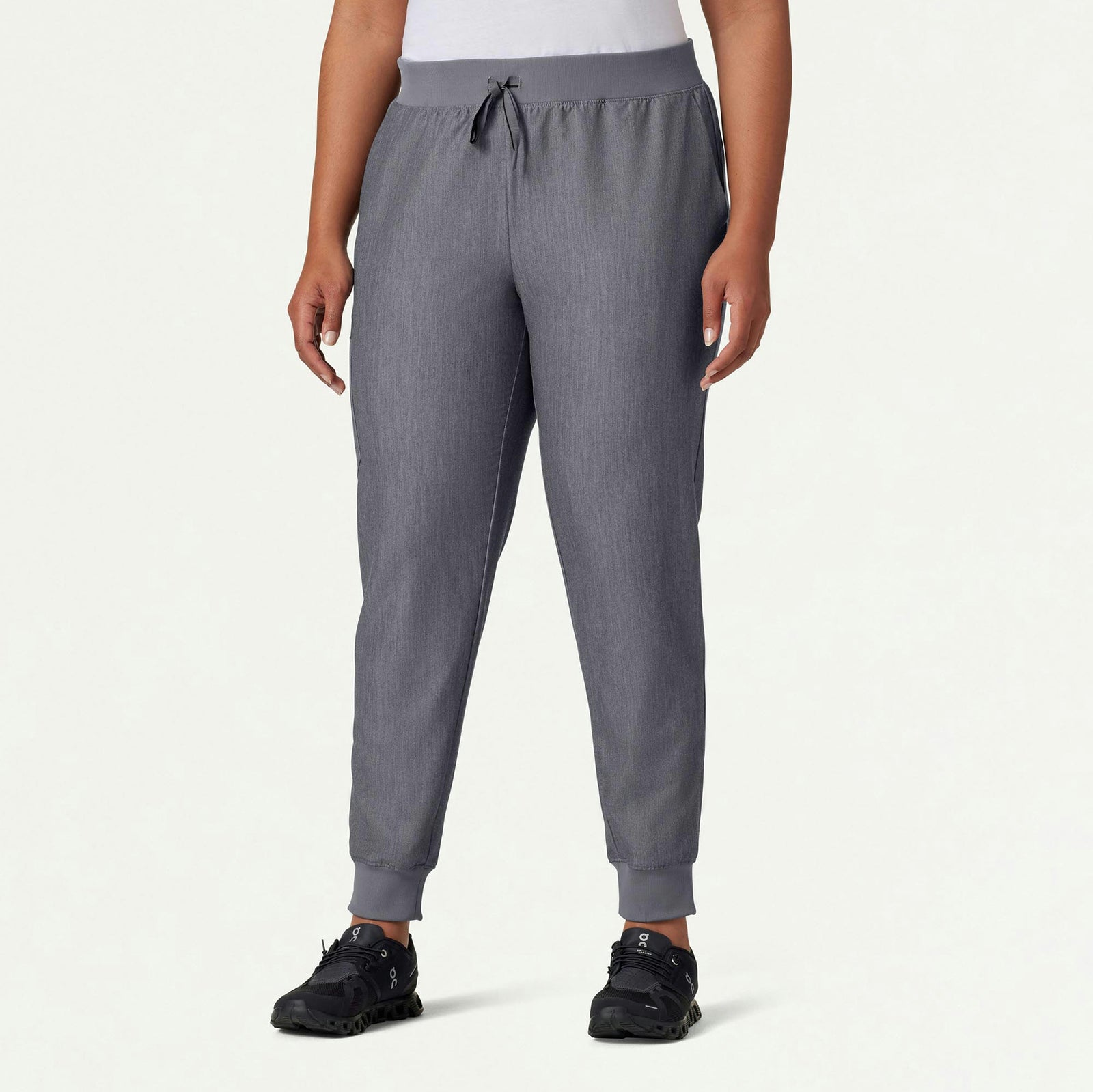 Silex Slim Knit-Waist Scrub Jogger - Heather Gray - WOMEN'S PANTS - Jaanuu