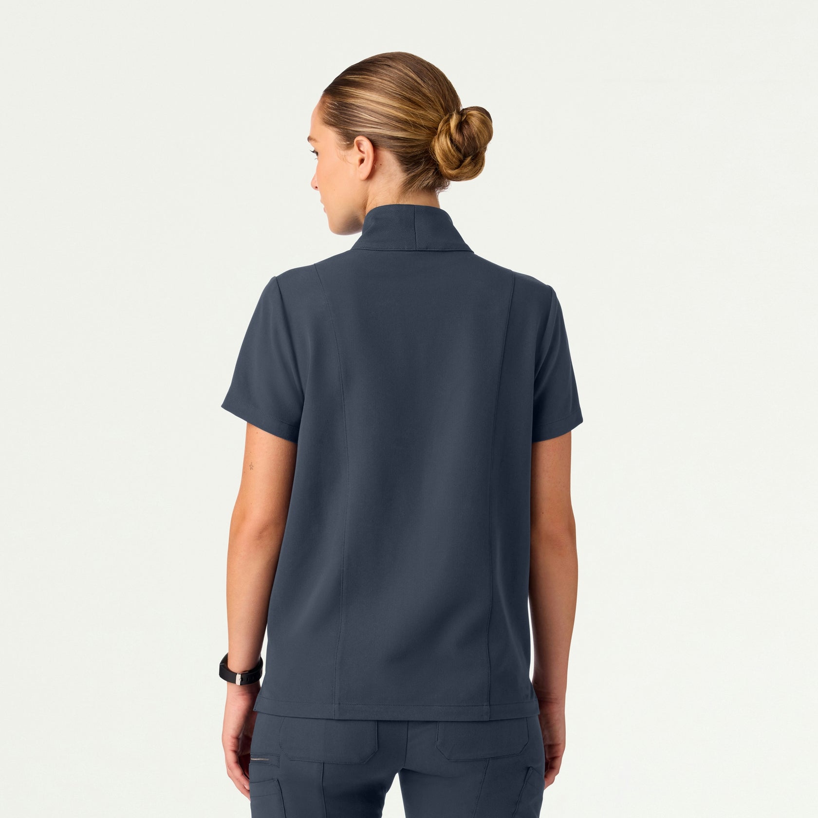 Nora Half-Zip Collared Scrub Top - Carbon Gray - WOMEN'S TOPS - Jaanuu