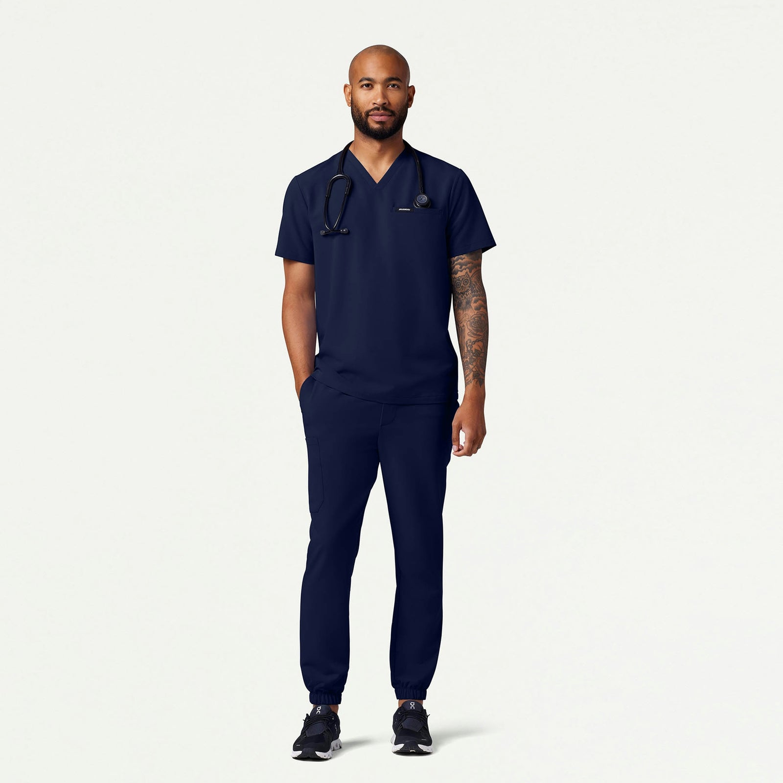 Romin 1-Pocket Scrub Top - Midnight Navy - MEN'S TOPS - Jaanuu