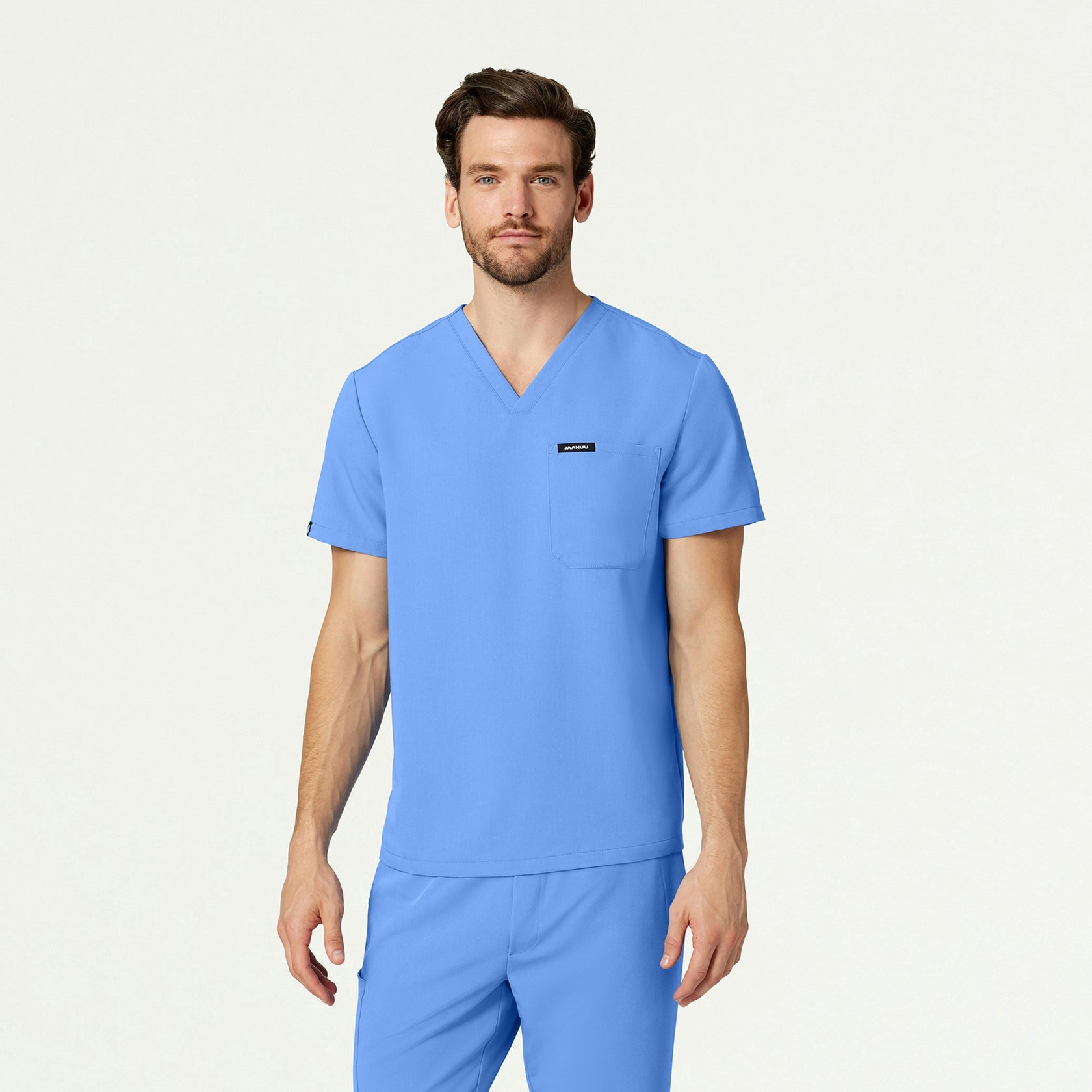 Holmes Everyday 1-Pocket Scrub Top - Ceil Blue - MEN'S TOPS - Jaanuu