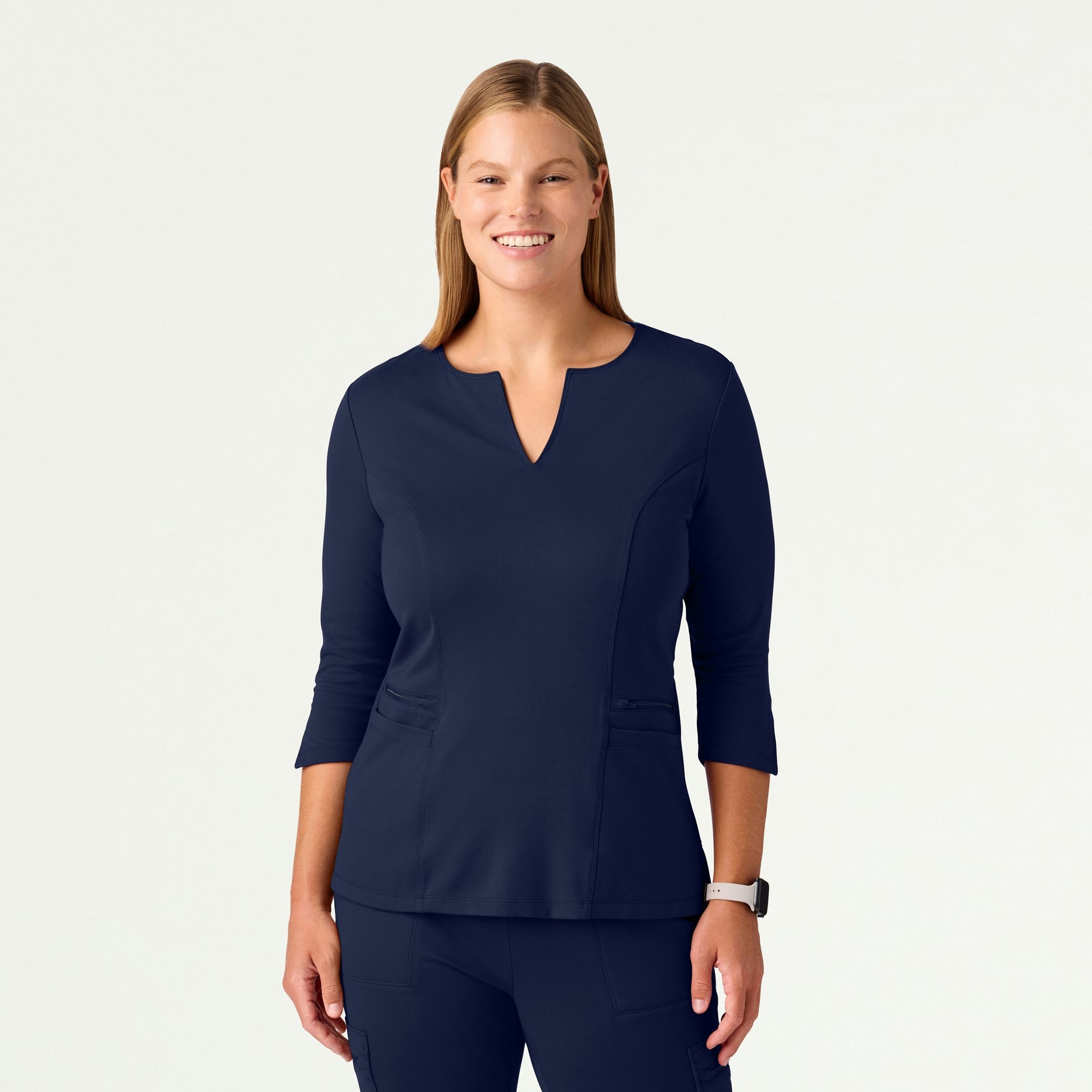 Zoe Slim 3/4-Sleeve ULTRAsoft Scrub Top - Midnight Navy - WOMEN'S TOPS - Jaanuu