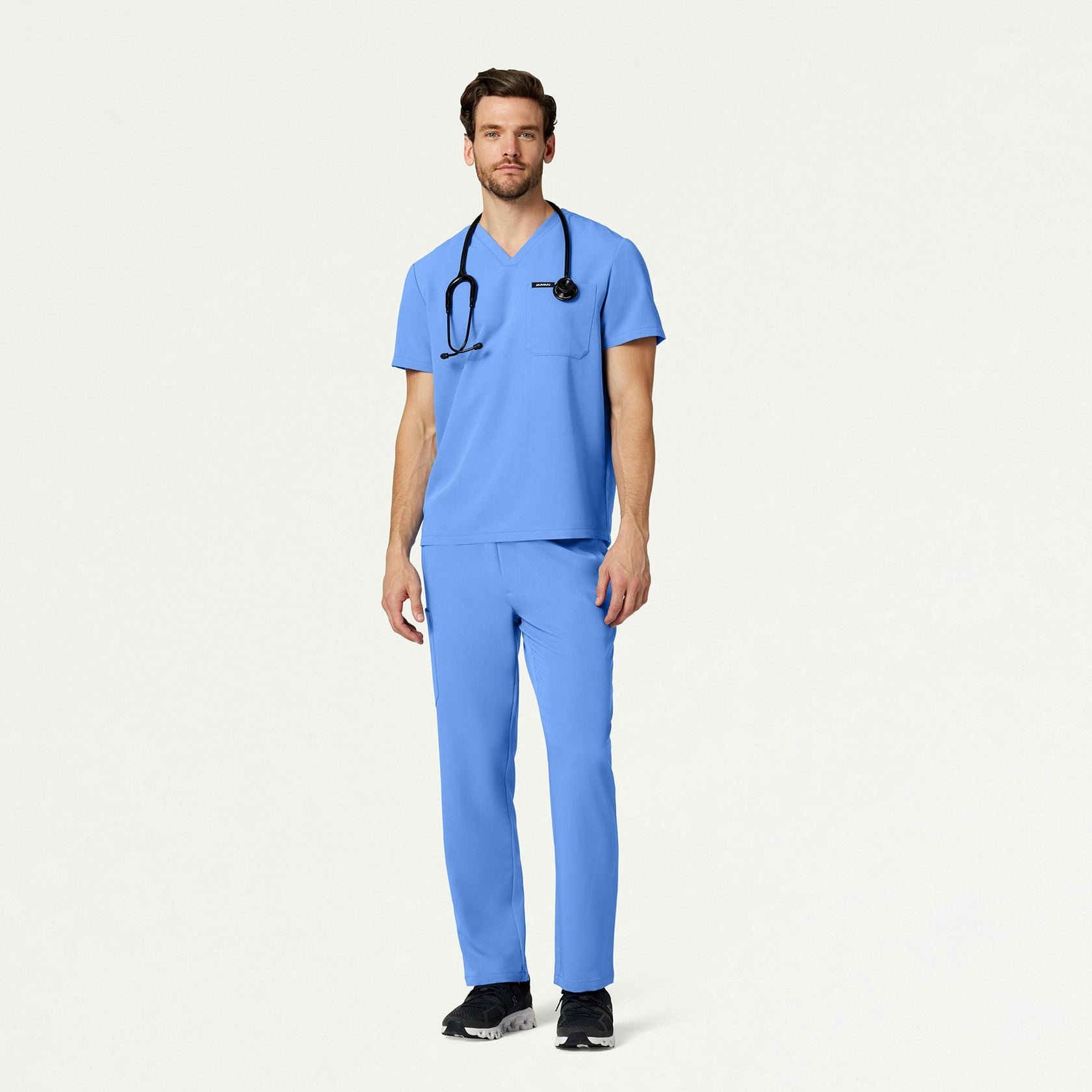 Holmes Everyday 1-Pocket Scrub Top - Ceil Blue - MEN'S TOPS - Jaanuu