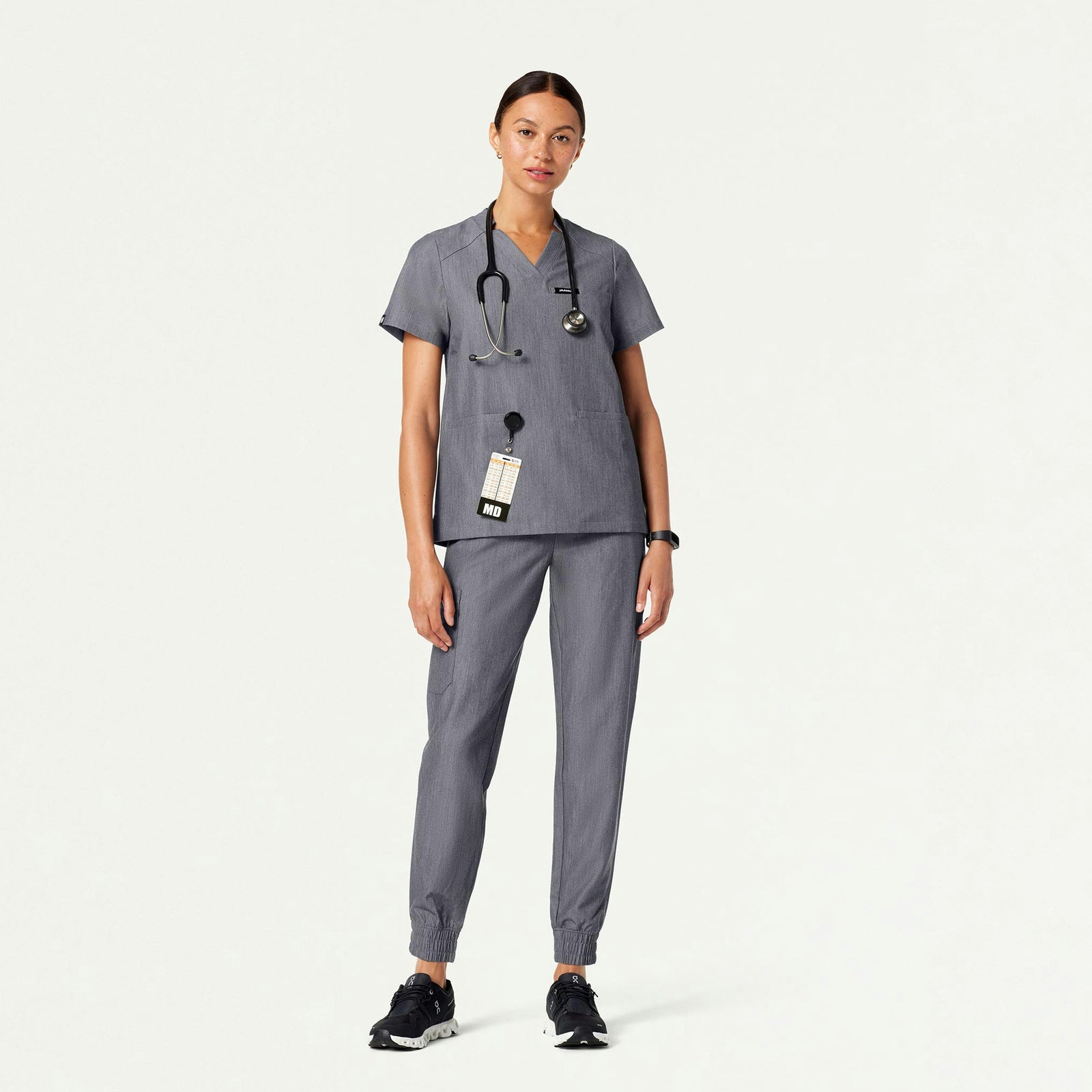 Neo Everyday Cargo Scrub Jogger - Heather Gray - WOMEN'S PANTS - Jaanuu