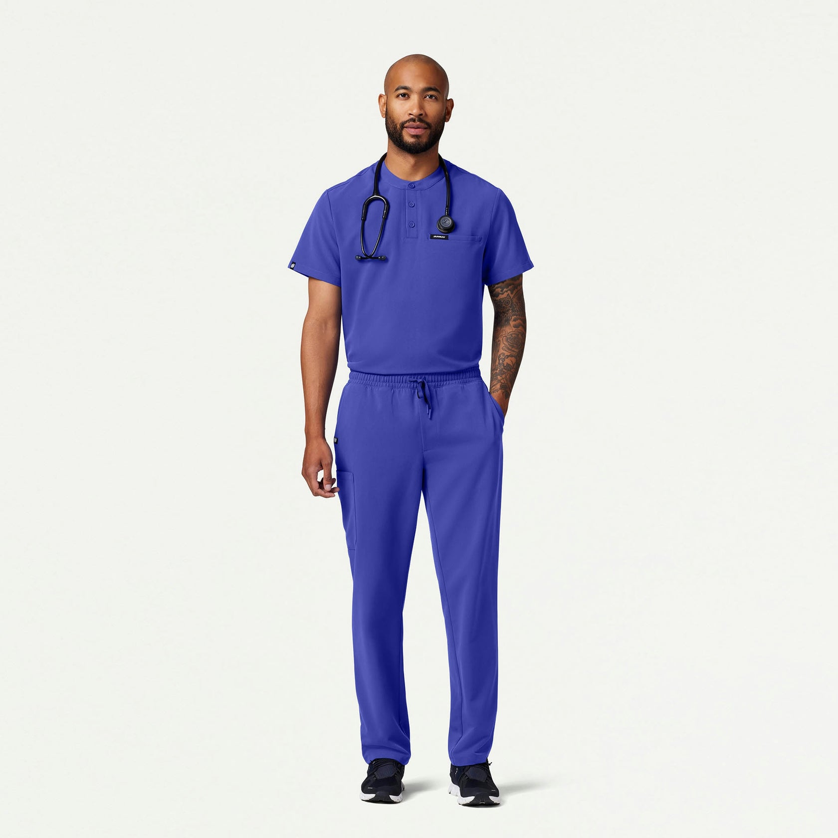 Reeve Henley Scrub Top - Moon Blue - MEN'S TOPS - Jaanuu