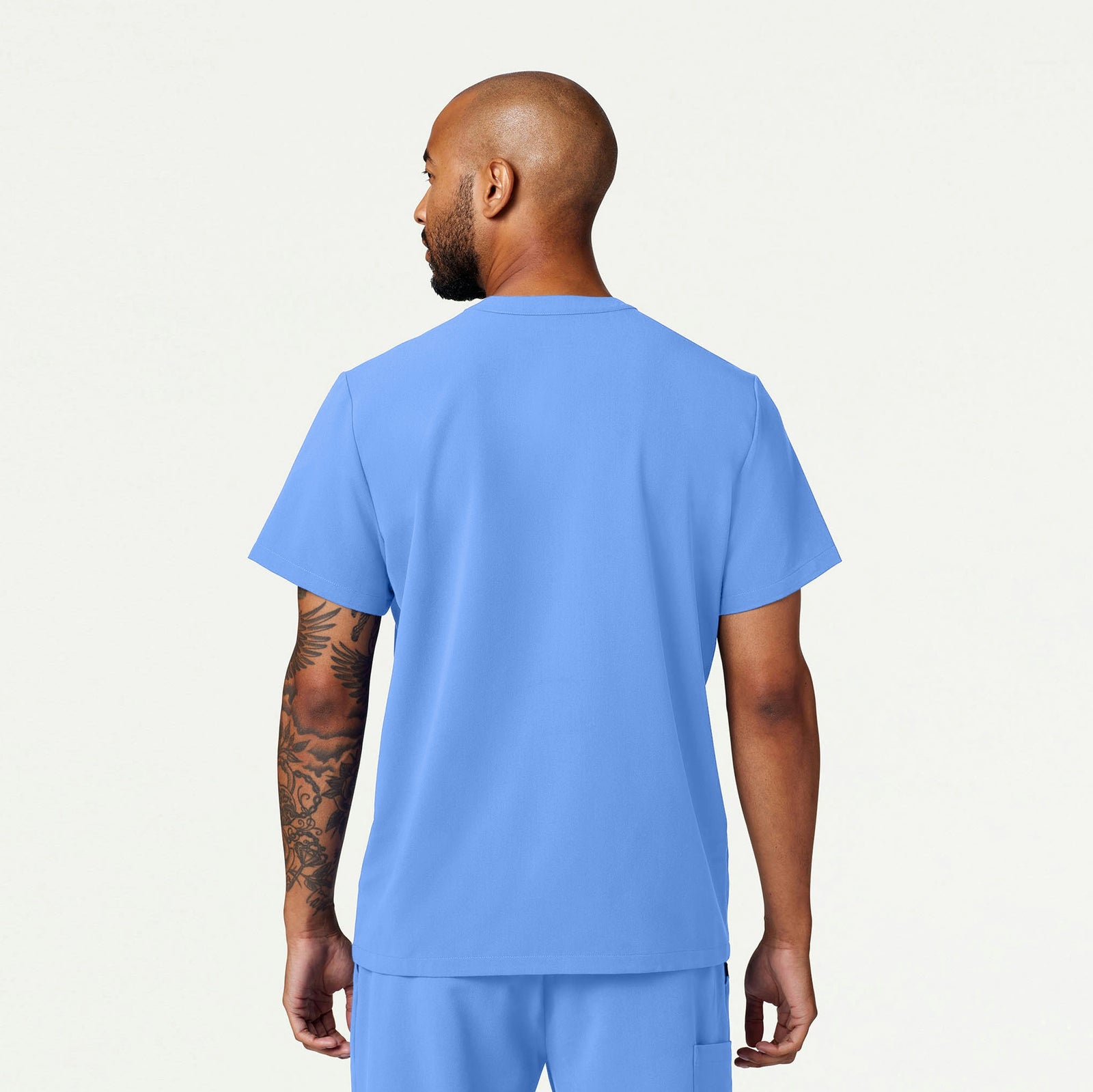 Reeve Henley Scrub Top - Ceil Blue - MEN'S TOPS - Jaanuu