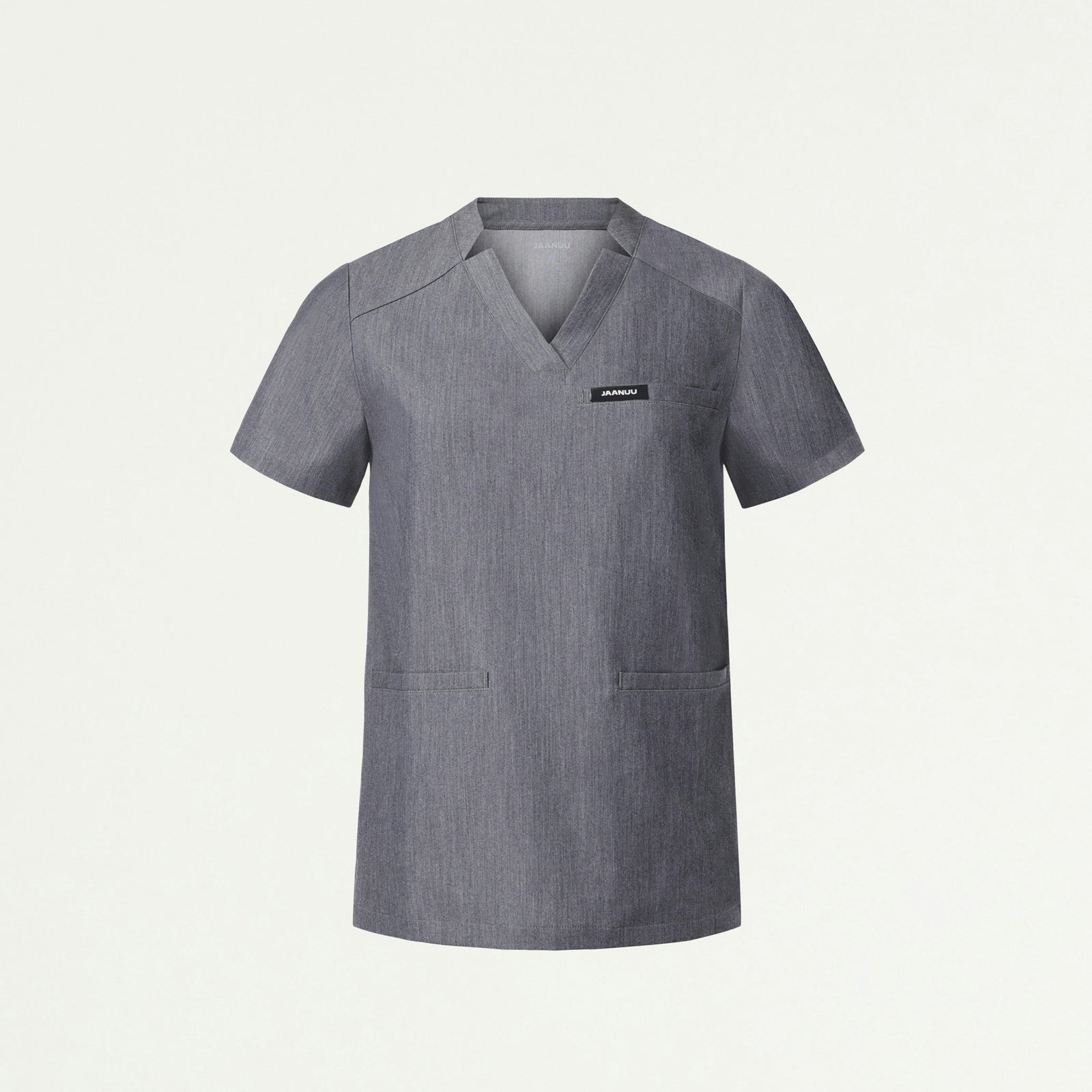 Helia Notched V-Neck Scrub Top - Heather Gray - WOMEN'S TOPS - Jaanuu