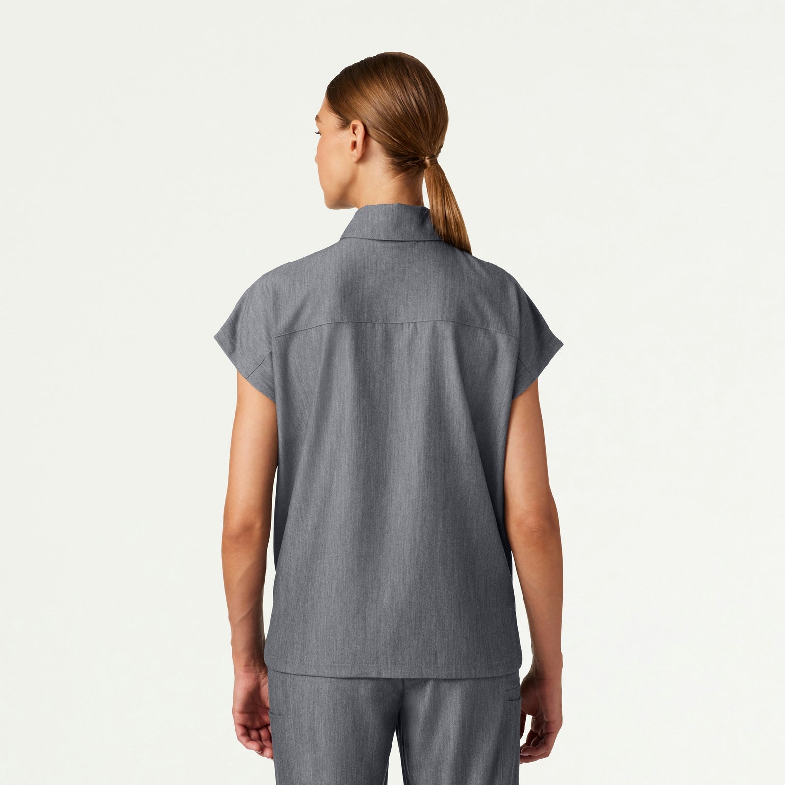 Acta Oversized 2-Pocket Scrub Top - Heather Gray - WOMEN'S TOPS - Jaanuu