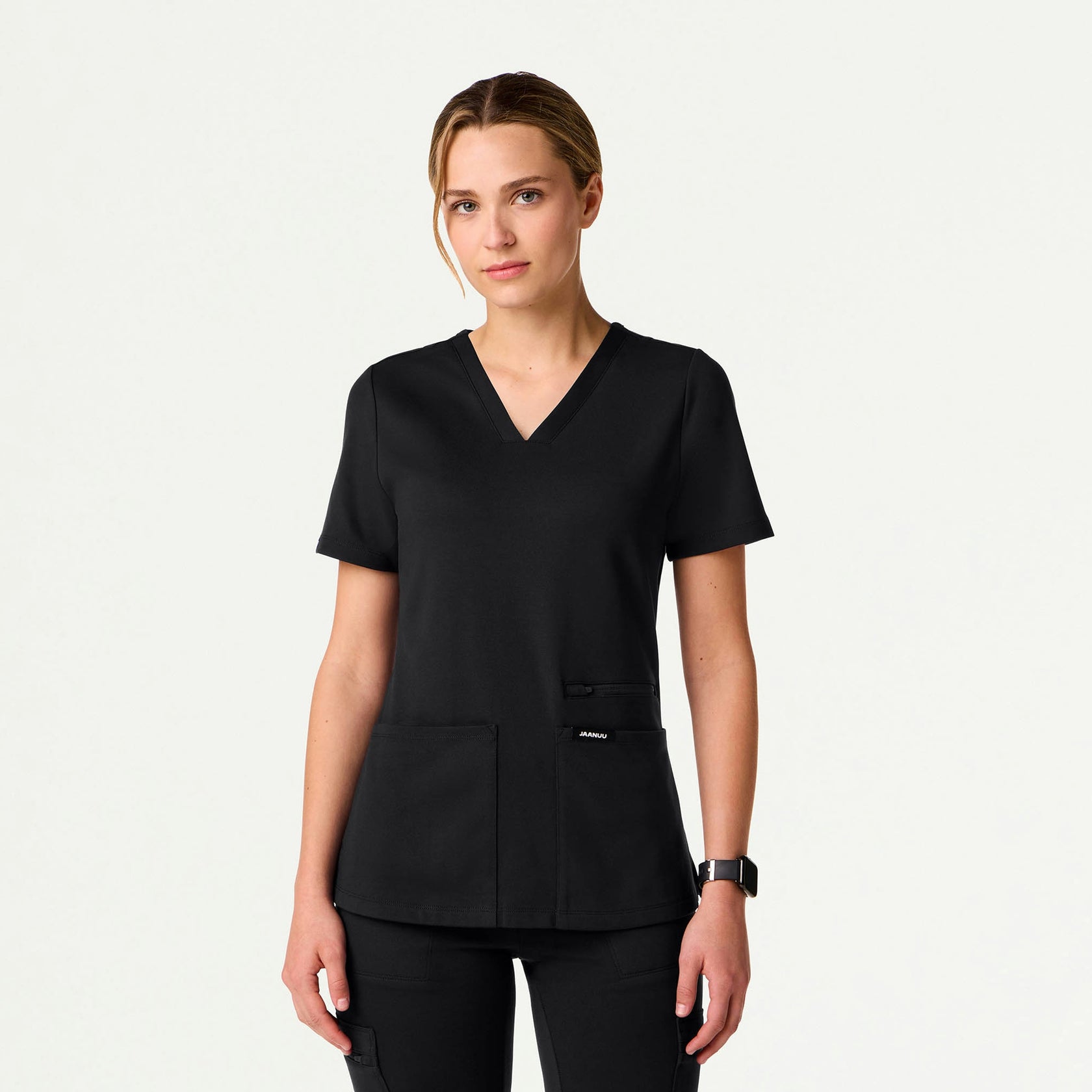 Kass Slim 4-Pocket ULTRAsoft Scrub Top - Black - WOMEN'S TOPS - Jaanuu