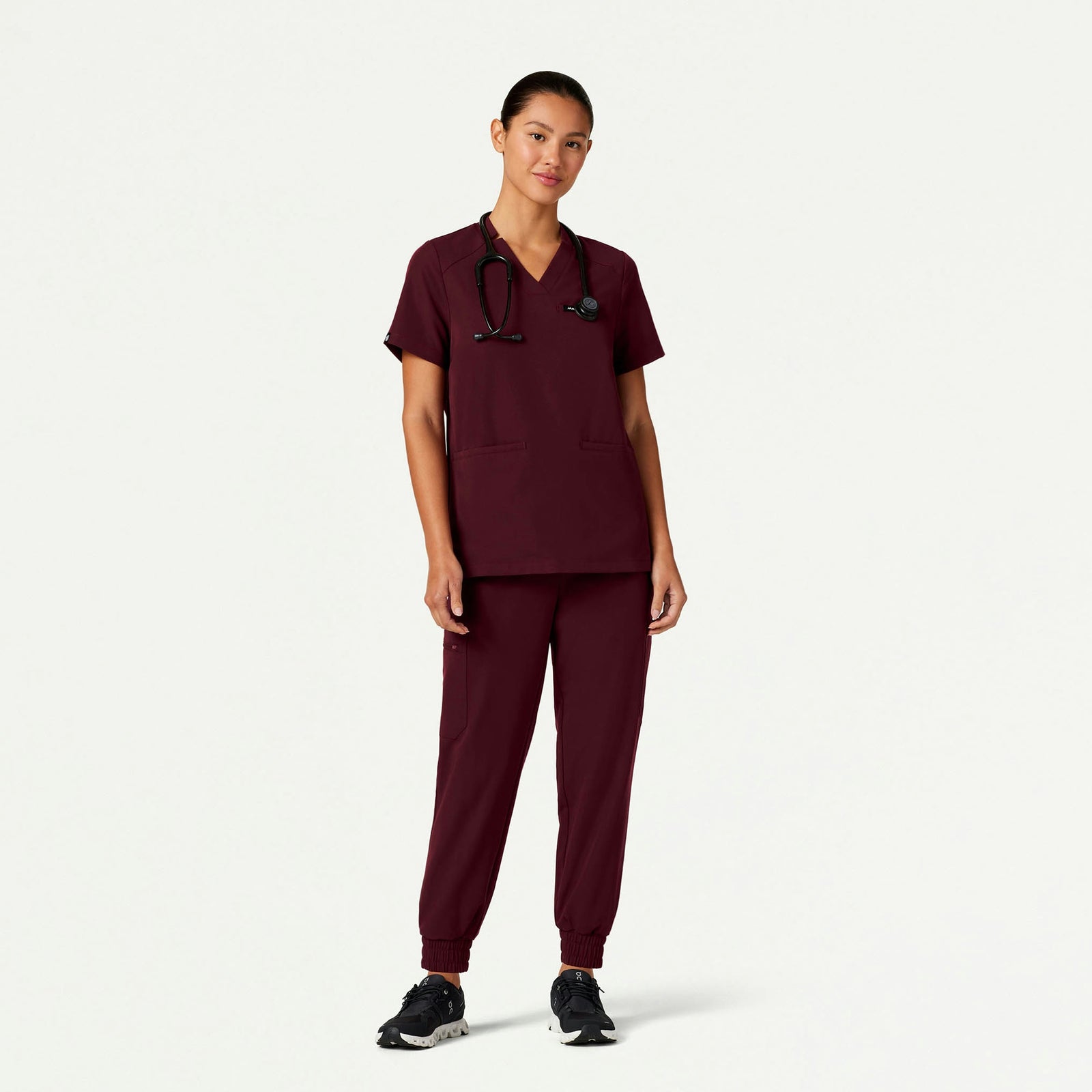 Neo Everyday Cargo Scrub Jogger - Burgundy - WOMEN'S PANTS - Jaanuu